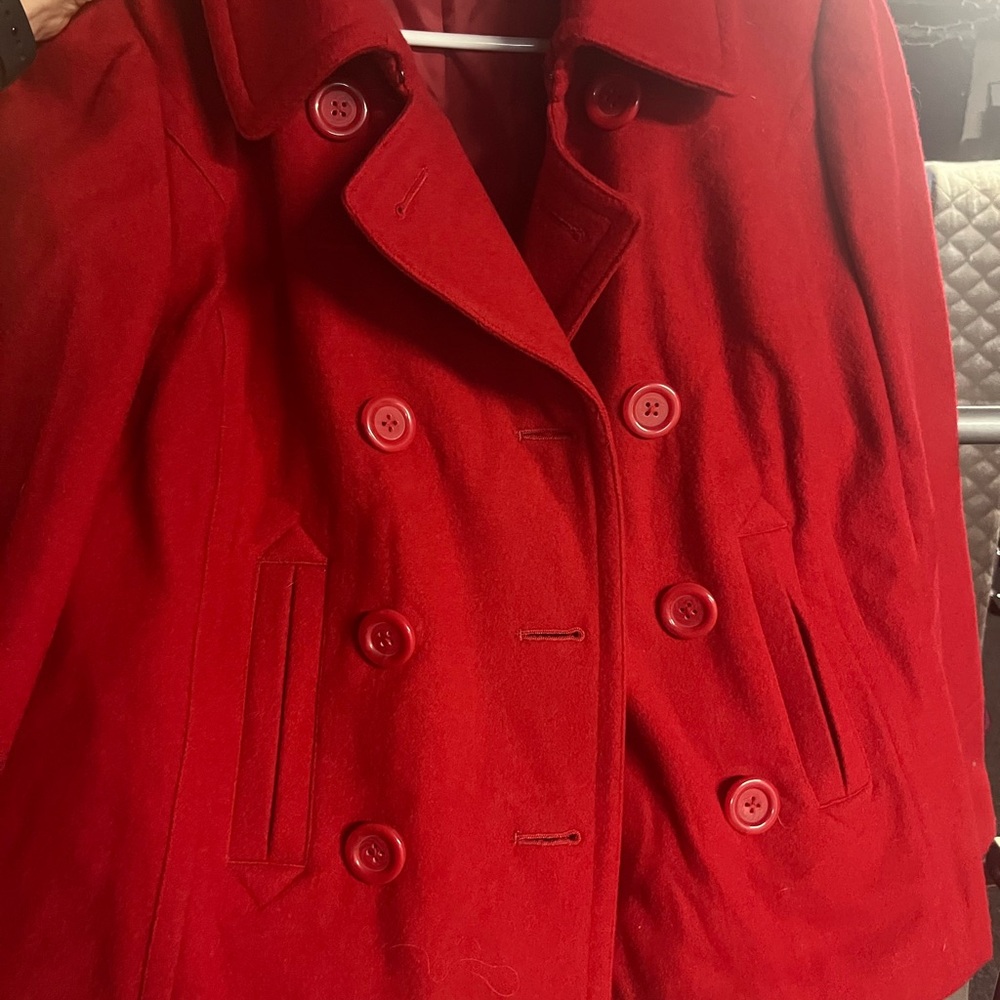 Women’s Relativity Red Double-Breasted Pea Coat
